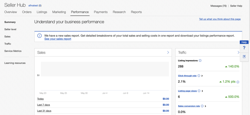 Monitoring your business in Seller Hub